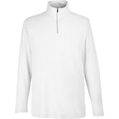 Custom Mens Fusion ChromaSoft™ Pique Quarter-Zip Pullover White