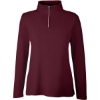 Custom Womens Fusion ChromaSoft™ Pique Quarter-Zip Pullover Burgundy