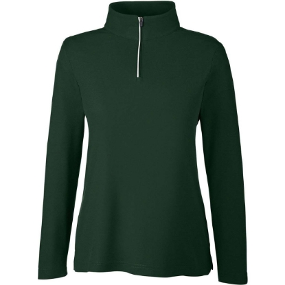 Custom Womens Fusion ChromaSoft™ Pique Quarter-Zip Pullover Forest