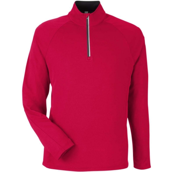 Custom Mens Origin Performance Pique Quarter-Zip Pullover Classic Red/ Carbon