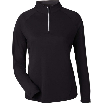 Custom Womens Origin Performance Pique Quarter-Zip Pullover Black/ Carbon