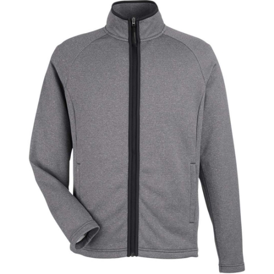 Custom Mens Venture Heathered Stripe Full-Zip Jacket Black/ White