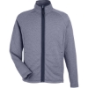 Custom Mens Venture Heathered Stripe Full-Zip Jacket Classic Navy/ White