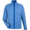 Custom Mens Venture Heathered Stripe Full-Zip Jacket True Royal/ White