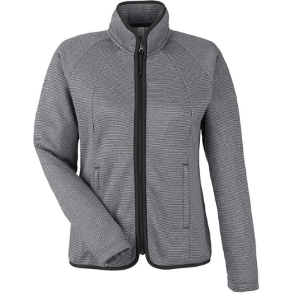 Custom Womens Venture Heathered Stripe Full-Zip Jacket Black/ White