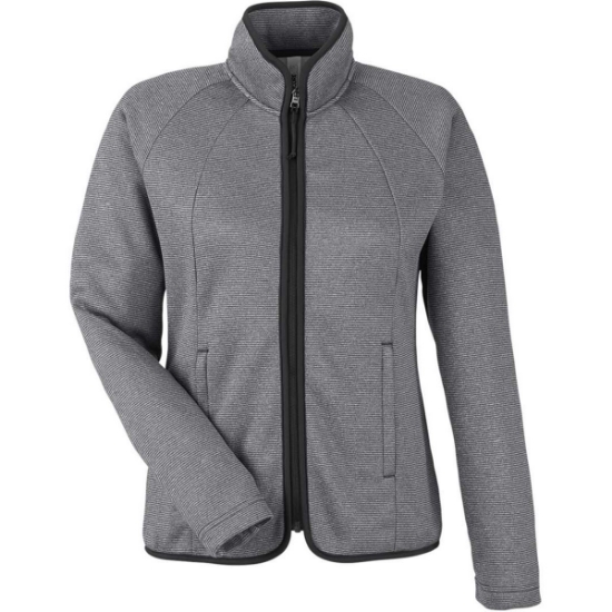 Custom Womens Venture Heathered Stripe Full-Zip Jacket Black/ White