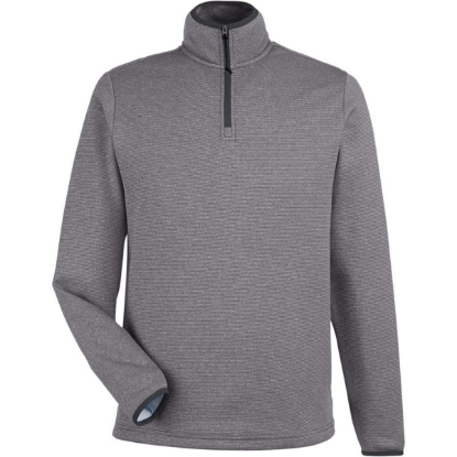 Custom Mens Venture Heathered Stripe Quarter-Zip Pullover Black/ White