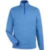 Custom Mens Venture Heathered Stripe Quarter-Zip Pullover True Royal/ White