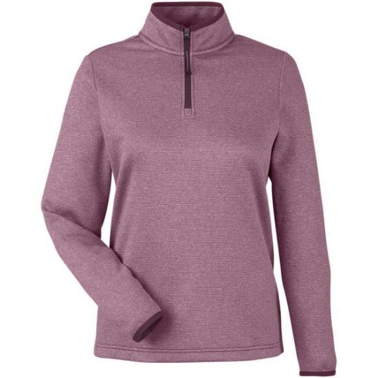 Custom Womens Venture Heathered Stripe Quarter-Zip Pullover Burgundy/ White