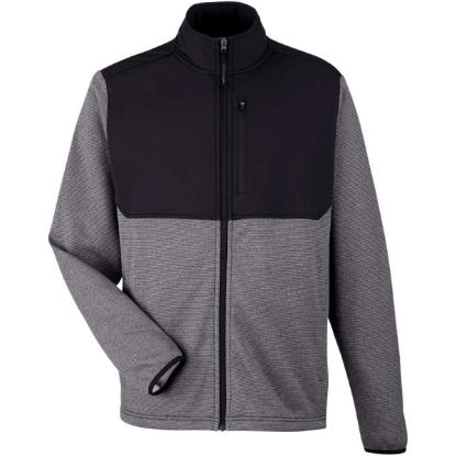 Custom Mens Venture Heathered Stripe Hybrid Jacket Black/ White