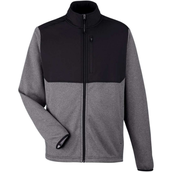 Custom Mens Venture Heathered Stripe Hybrid Jacket Black/ White