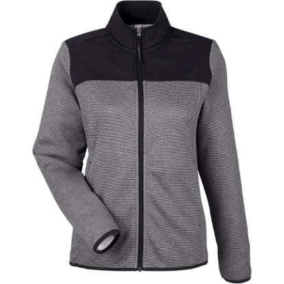 Custom Womens Venture Heathered Stripe Hybrid Jacket Black/ White