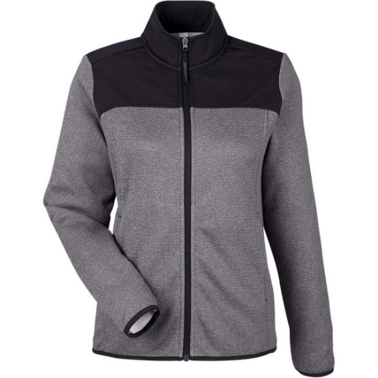 Custom Womens Venture Heathered Stripe Hybrid Jacket Black/ White