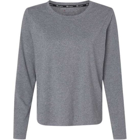Custom Womens Sport Soft Touch Long Sleeve T-Shirt Ebony Heather