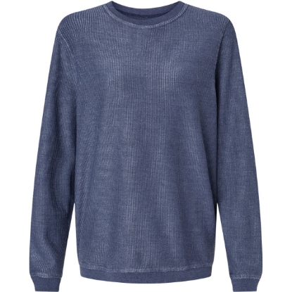 Custom Unisex Corded Crewneck Sweatshirt Navy