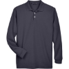Custom Mens Pima Piqué Long Sleeve Polo Navy