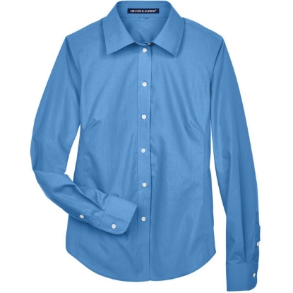 Custom Womens Crown Collection® Broadcloth Woven Dress Shirt French Blue