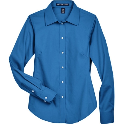 Custom Womens Crown Collection® Oxford Woven Dress Shirt French Blue