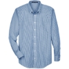 Custom Mens Crown Collection® Gingham Check Woven Dress Shirt French Blue