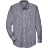 Custom Mens Crown Collection® Gingham Check Woven Dress Shirt Navy