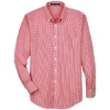 Custom Mens Crown Collection® Gingham Check Woven Dress Shirt Red
