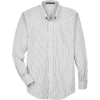 Custom Mens Crown Collection® Gingham Check Woven Dress Shirt Silver