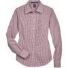Custom Womens Crown Collection® Gingham Check Woven Dress Shirt Burgundy