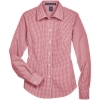 Custom Womens Crown Collection® Gingham Check Woven Dress Shirt Red