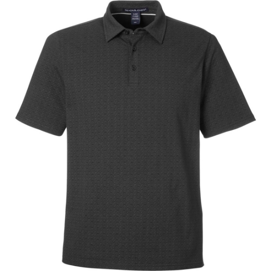 Custom Mens Crownlux Performance® Geo Polo Black/ Graphite