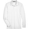 Custom Mens CrownLux Performance® Plaited Long Sleeve Polo White