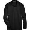 Custom Mens Tall CrownLux Performance® Plaited Long Sleeve Polo Black