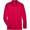 Custom Mens Tall CrownLux Performance® Plaited Long Sleeve Polo Red