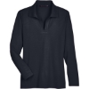Custom Womens CrownLux Performance® Plaited Long Sleeve Polo Black