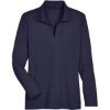 Custom Womens CrownLux Performance® Plaited Long Sleeve Polo Navy