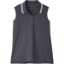 Custom Womens CrownLux Performance® Plaited Tipped Sleeveless Polo Graphite/ White