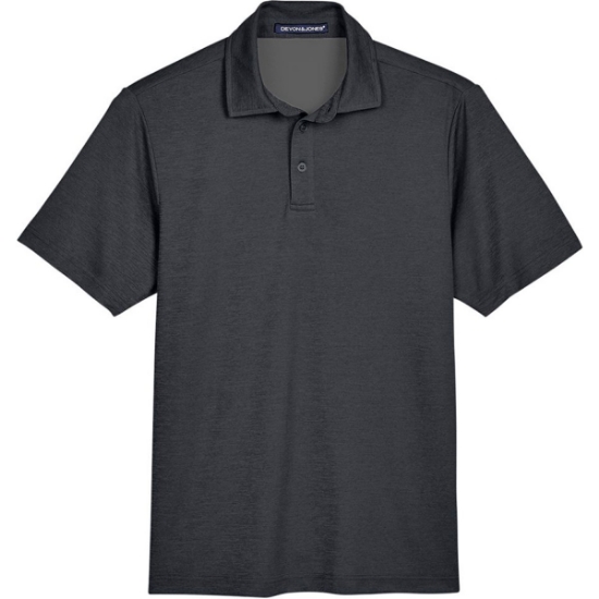 Custom Mens CrownLux Performance® Address Mélange Polo Black Melange