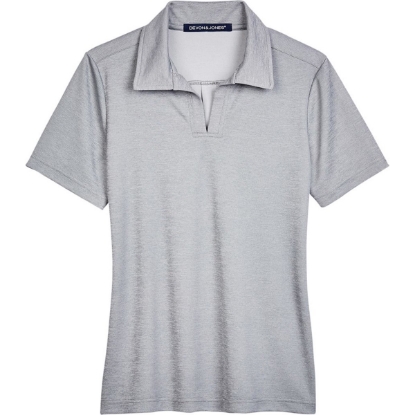 Custom Womens CrownLux Performance® Address Melange Polo Grey Melange