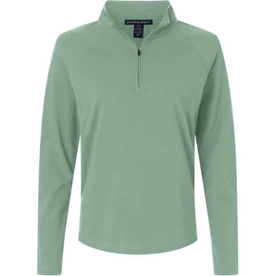 Custom Womens Seaton Pebble Textured Quarter-Zip Pullover Balsam Green