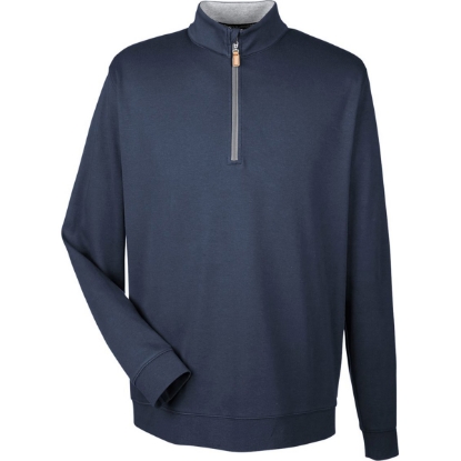 Custom Mens DRYTEC20™ Performance Quarter-Zip Pullover Navy/ Grey Heather/ Graphite