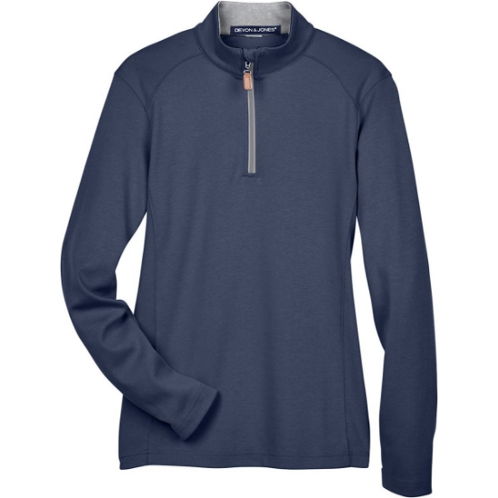 Custom Womens DRYTEC20™ Performance Quarter-Zip Pullover Navy/ Grey Heather/ Graphite