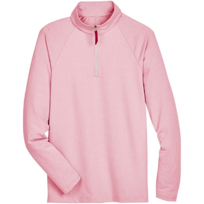Custom Mens CrownLux Performance® Clubhouse Micro-Stripe Quarter-Zip Pullover Red