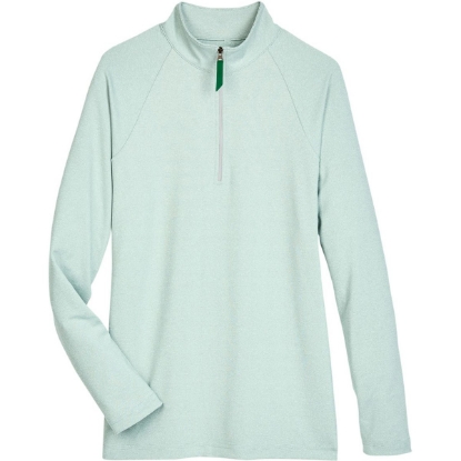 Custom Womens CrownLux Performance® Clubhouse Micro-Stripe Quarter-Zip Pullover Kelly Green