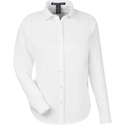 Custom Womens CrownLux Performance® Spencer Poplin Dress Shirt White