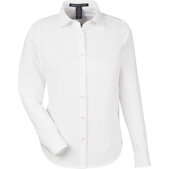 Custom Womens CrownLux Performance® Spencer Poplin Dress Shirt White