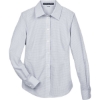 Custom Womens Crown Collection® Micro Tattersall Woven Dress Shirt White/ Navy/ Crystal