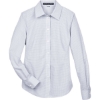 Custom Womens Crown Collection® Micro Tattersall Woven Dress Shirt White/ Silver/ Slate