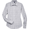 Custom Womens Crown Collection® Glen Plaid Woven Dress Shirt White/ Graphite/ Light Grey