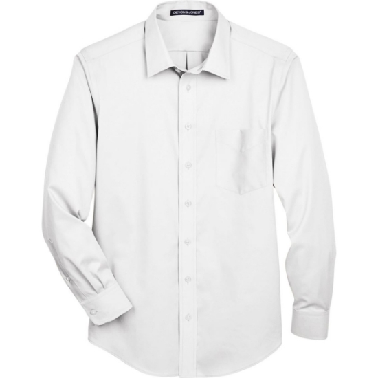 Custom Mens Crown Collection® Solid Stretch Twill Woven Dress Shirt White