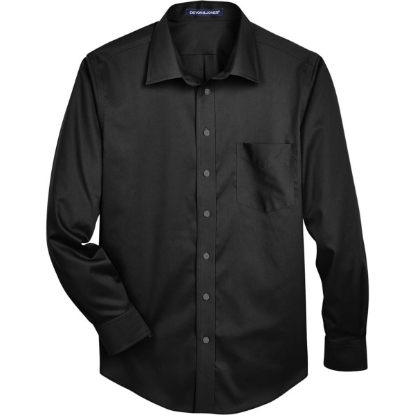 Custom Mens Tall Crown Collection® Solid Stretch Twill Woven Dress Shirt Black