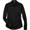 Custom Womens Crown Collection® Solid Stretch Twill Woven Dress Shirt Black